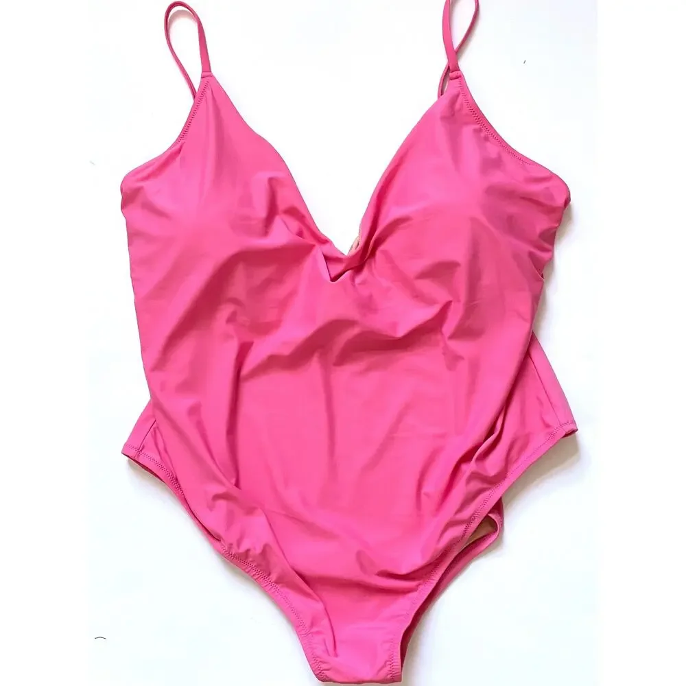 J. Crew Classic Basic One Piece Bathing Suit Pink Size 22 Plus NEW